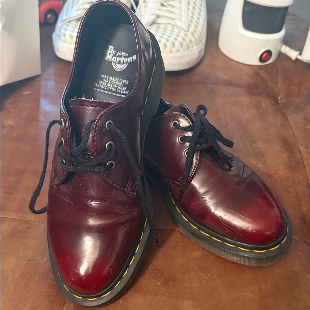 Dr. Martens Vegan Leather Cherry Red Oxfords